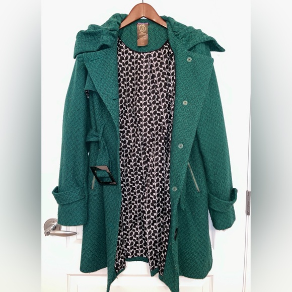 Wool Blend Trench Tweed Dress Coat - Picture 5 of 9